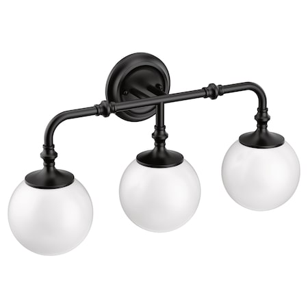 Colinet Matte Black Three Globe Bath Light